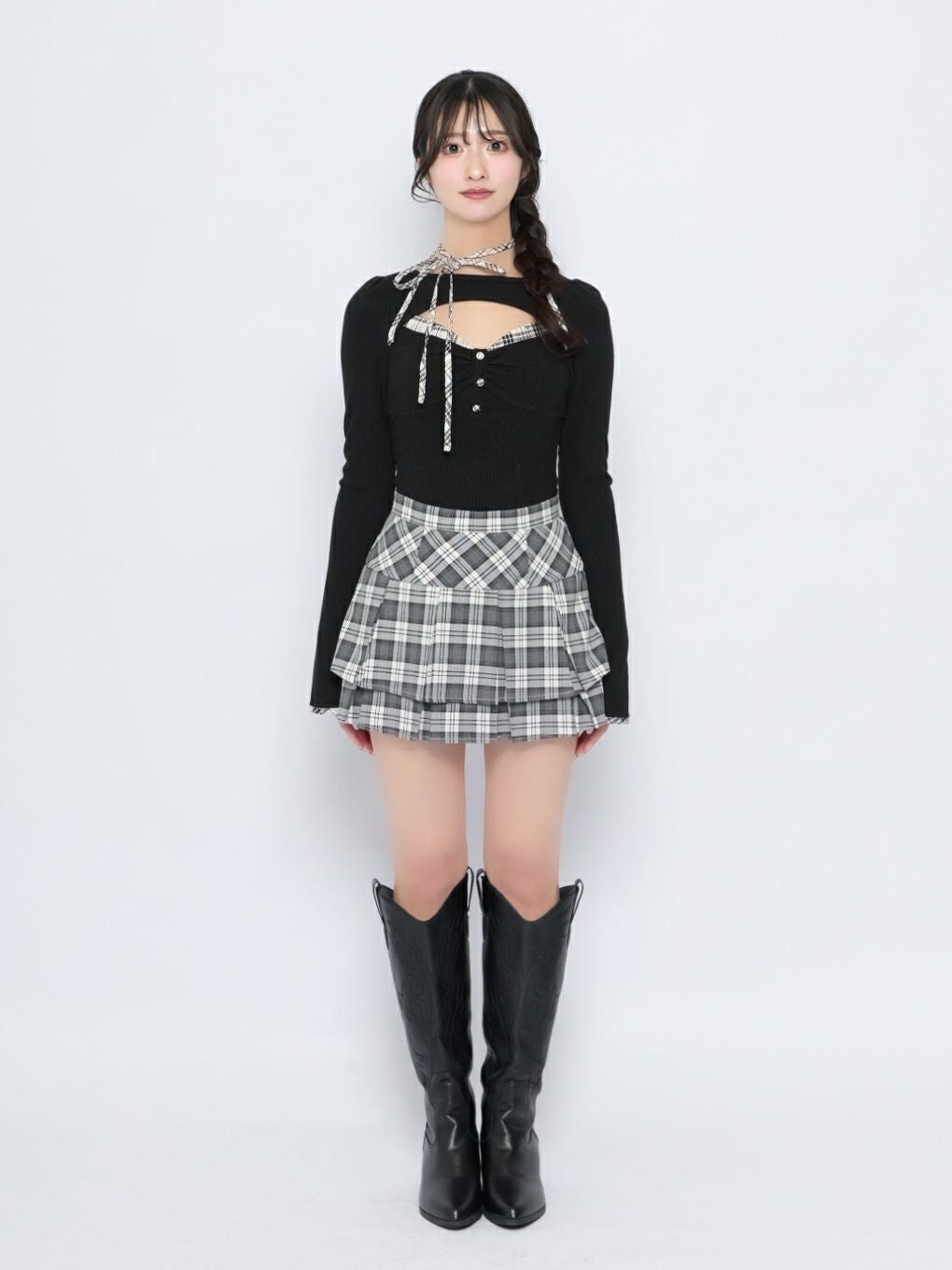 【BUBBLES】ポイントチェックリブトップス