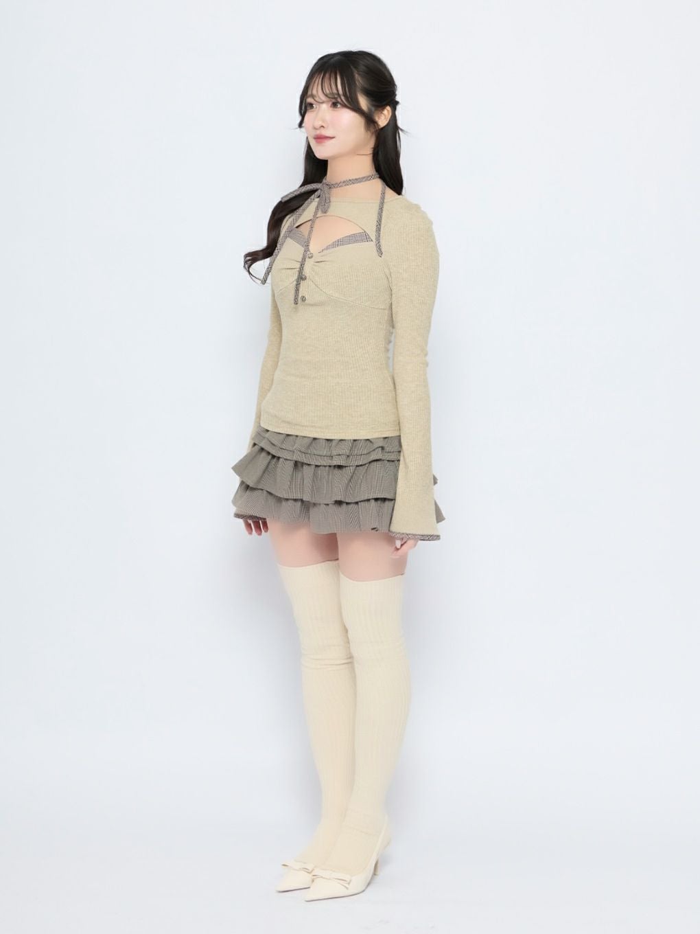 BUBBLES】ポイントチェックリブトップス | sparkling mall online store