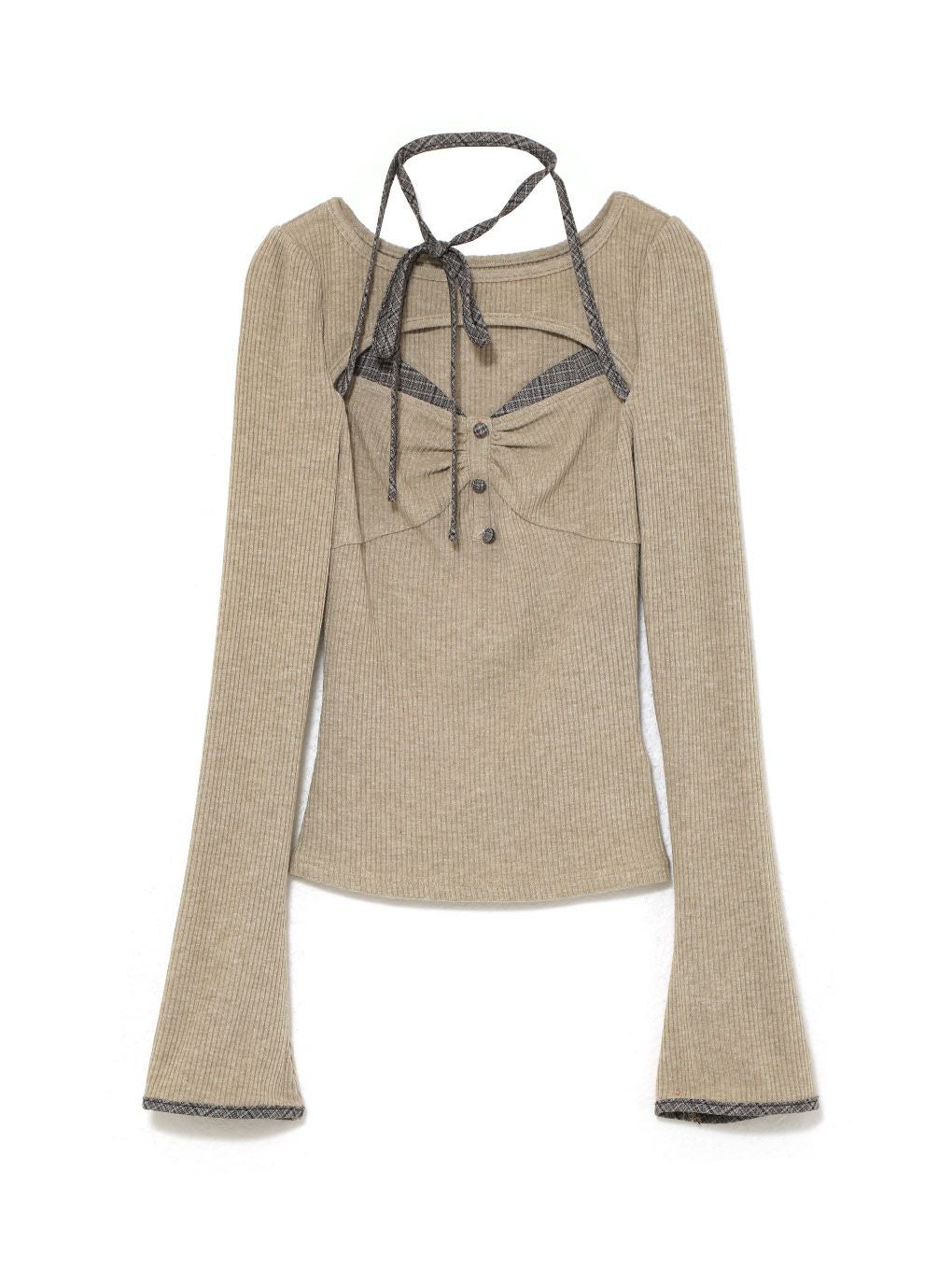 【BUBBLES】ポイントチェックリブトップス