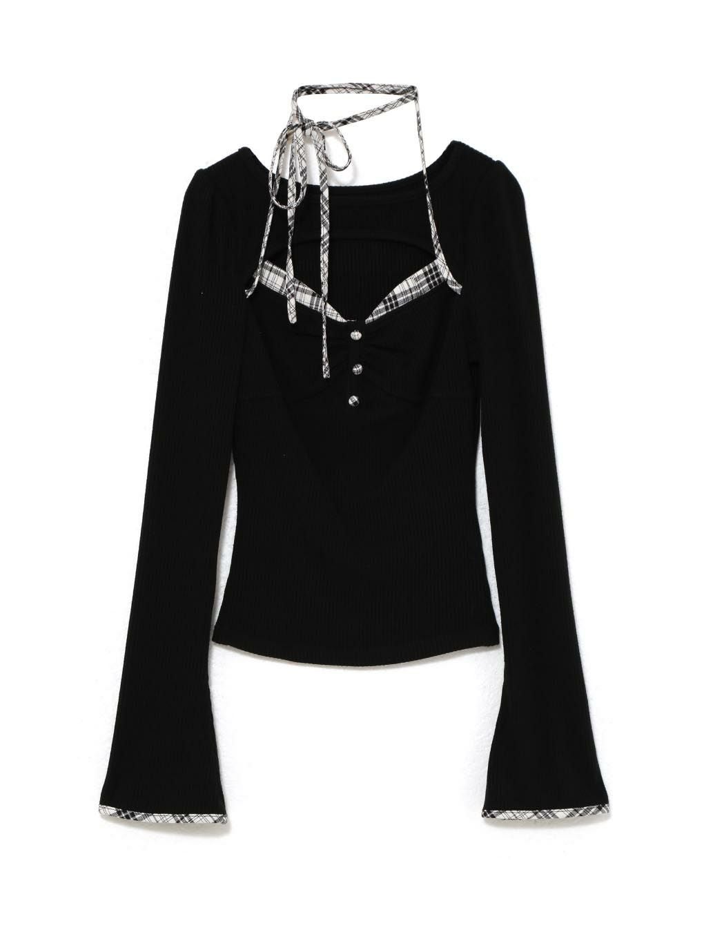 【BUBBLES】ポイントチェックリブトップス