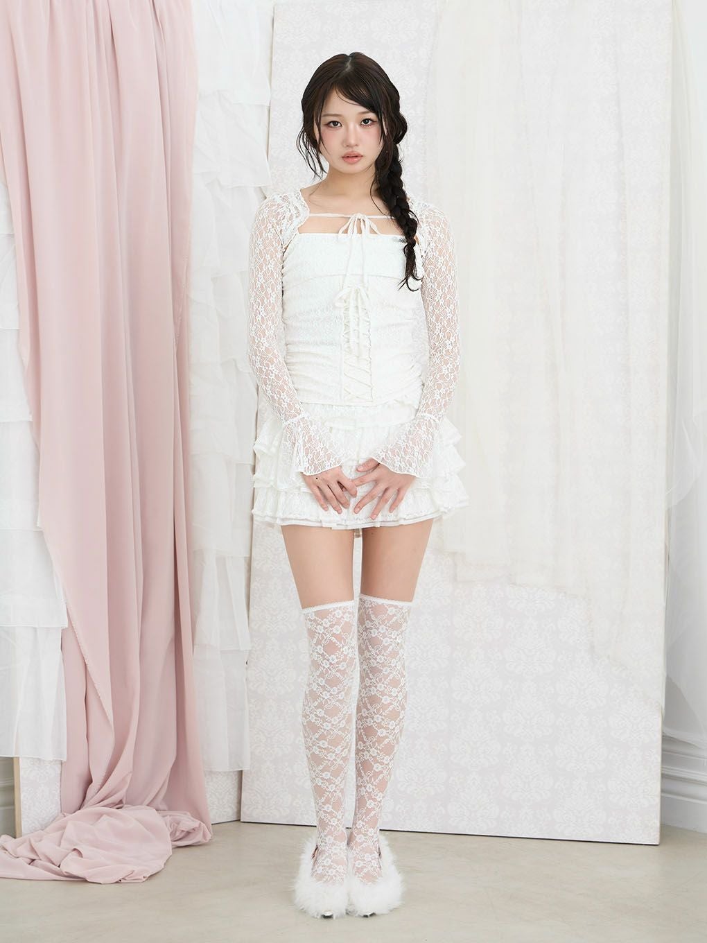 【BUBBLES】フリルレースミニスカパン