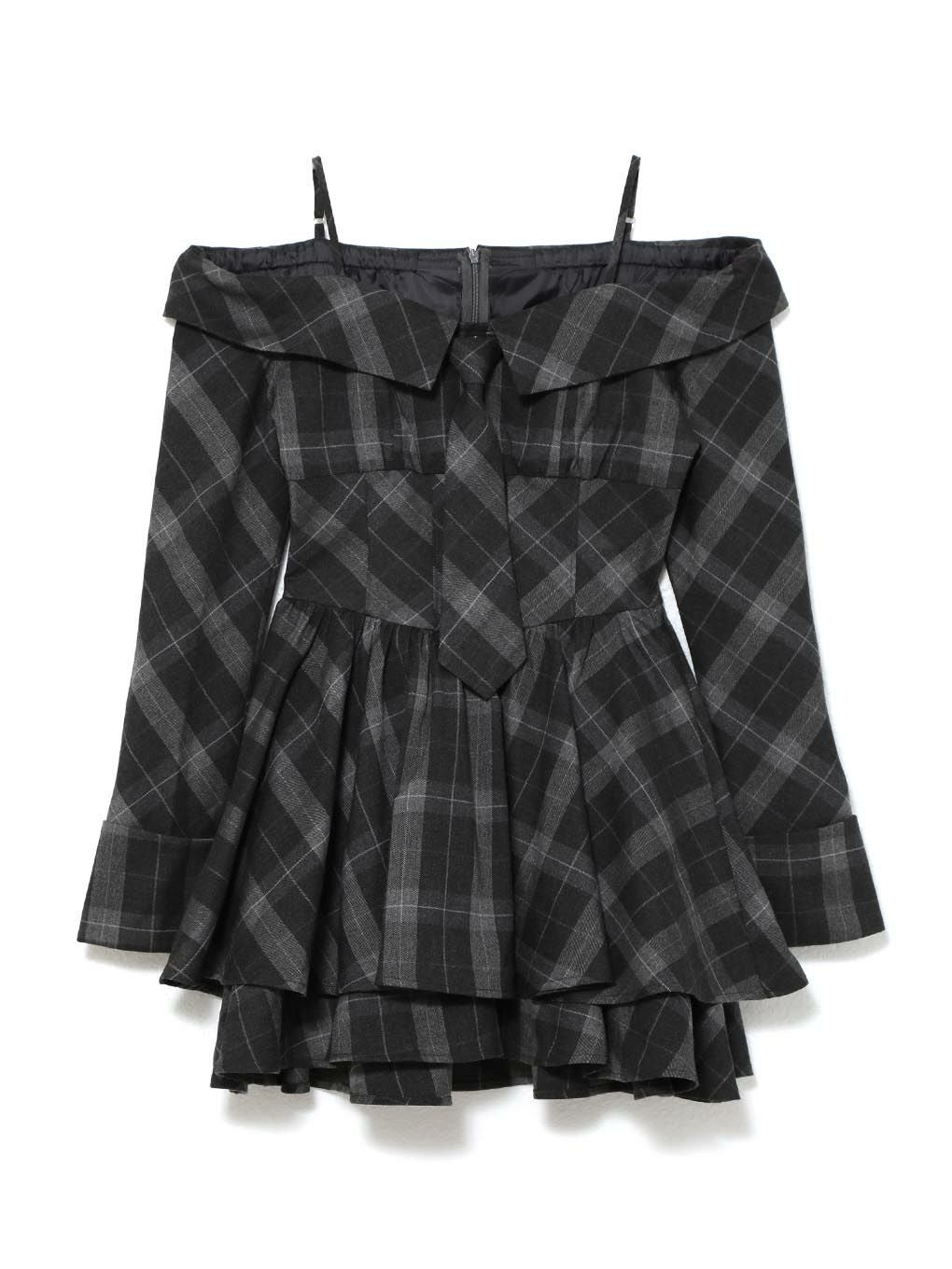 【BUBBLES】オフショルネクタイティアードワンピース