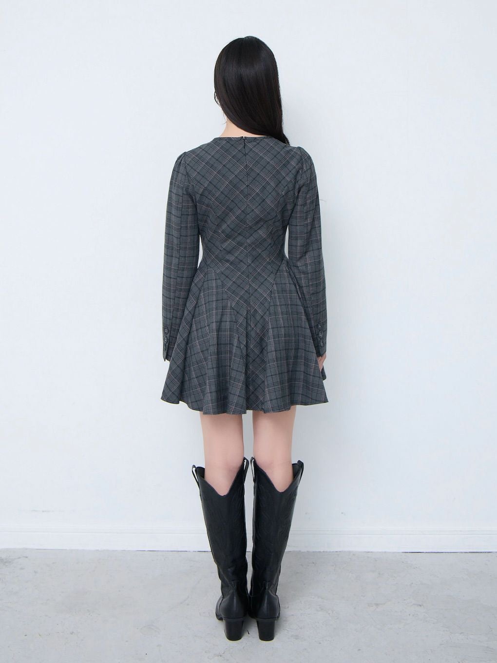 【BUBBLES】オープンネックフレアワンピース