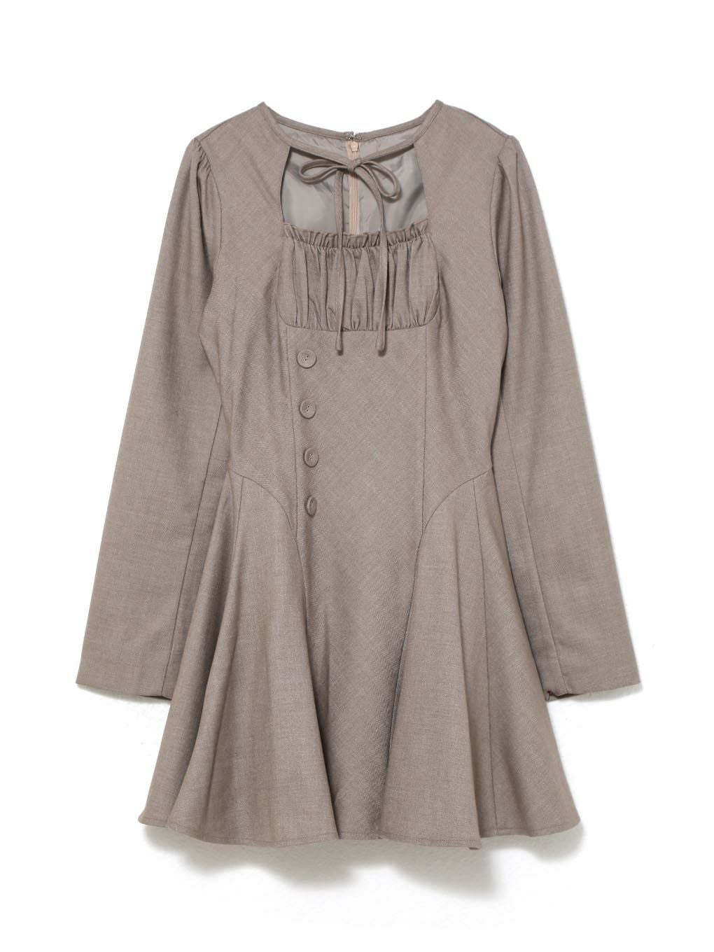  【BUBBLES】オープンネックフレアワンピース