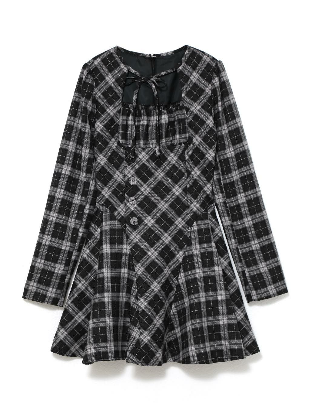  【BUBBLES】オープンネックフレアワンピース