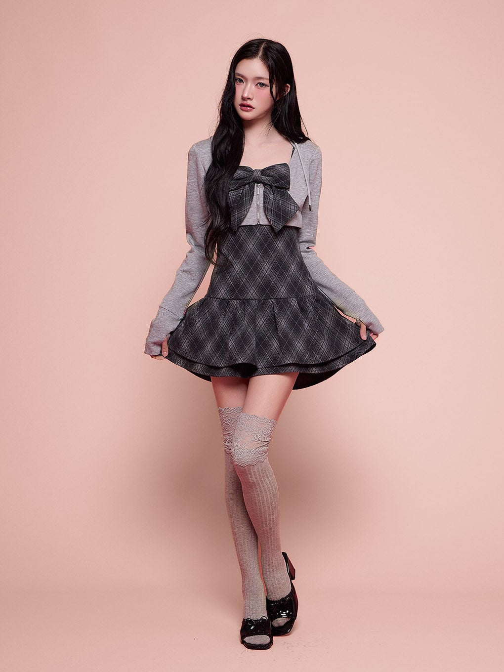 BUBBLES】チェックパーカーワンピース | sparkling mall online store