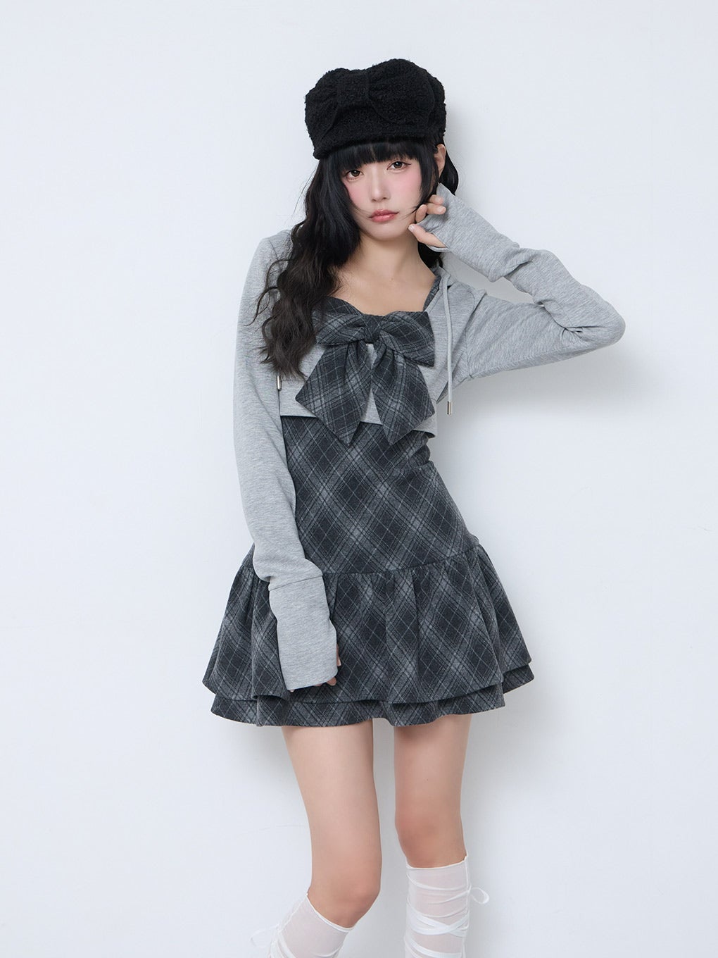 BUBBLES】チェックパーカーワンピース | sparkling mall online store