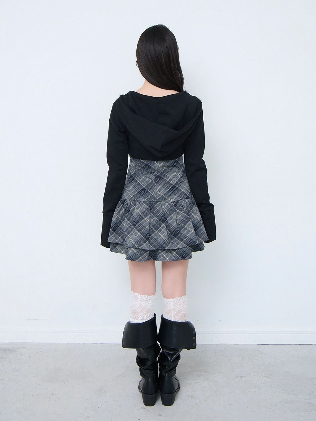 【BUBBLES】チェックパーカーワンピース