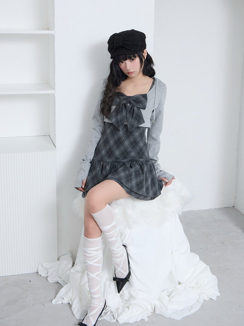 BUBBLES】チェックパーカーワンピース | sparkling mall online store
