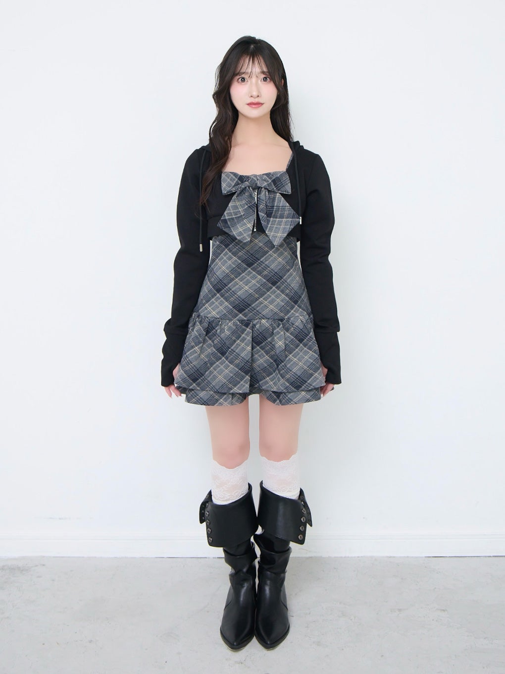 BUBBLES】チェックパーカーワンピース | sparkling mall online store