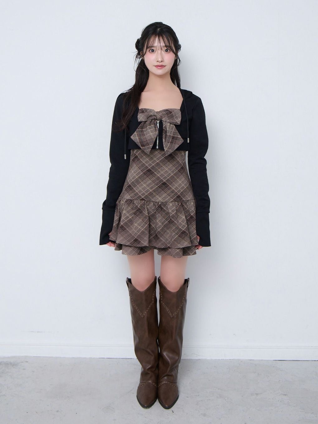 【BUBBLES】チェックパーカーワンピース