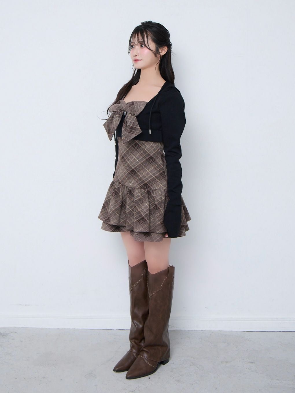 【BUBBLES】チェックパーカーワンピース