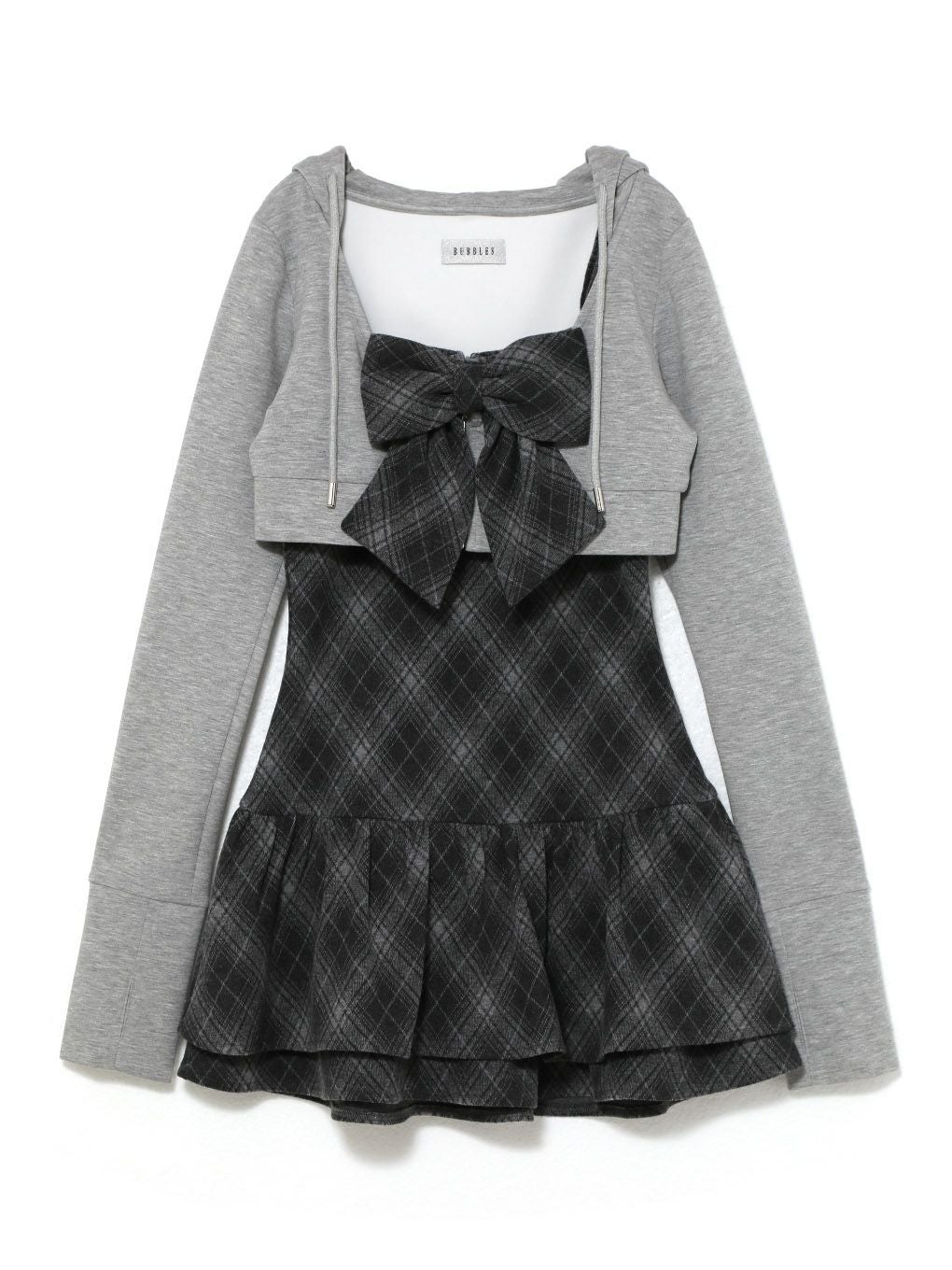 【BUBBLES】チェックパーカーワンピース