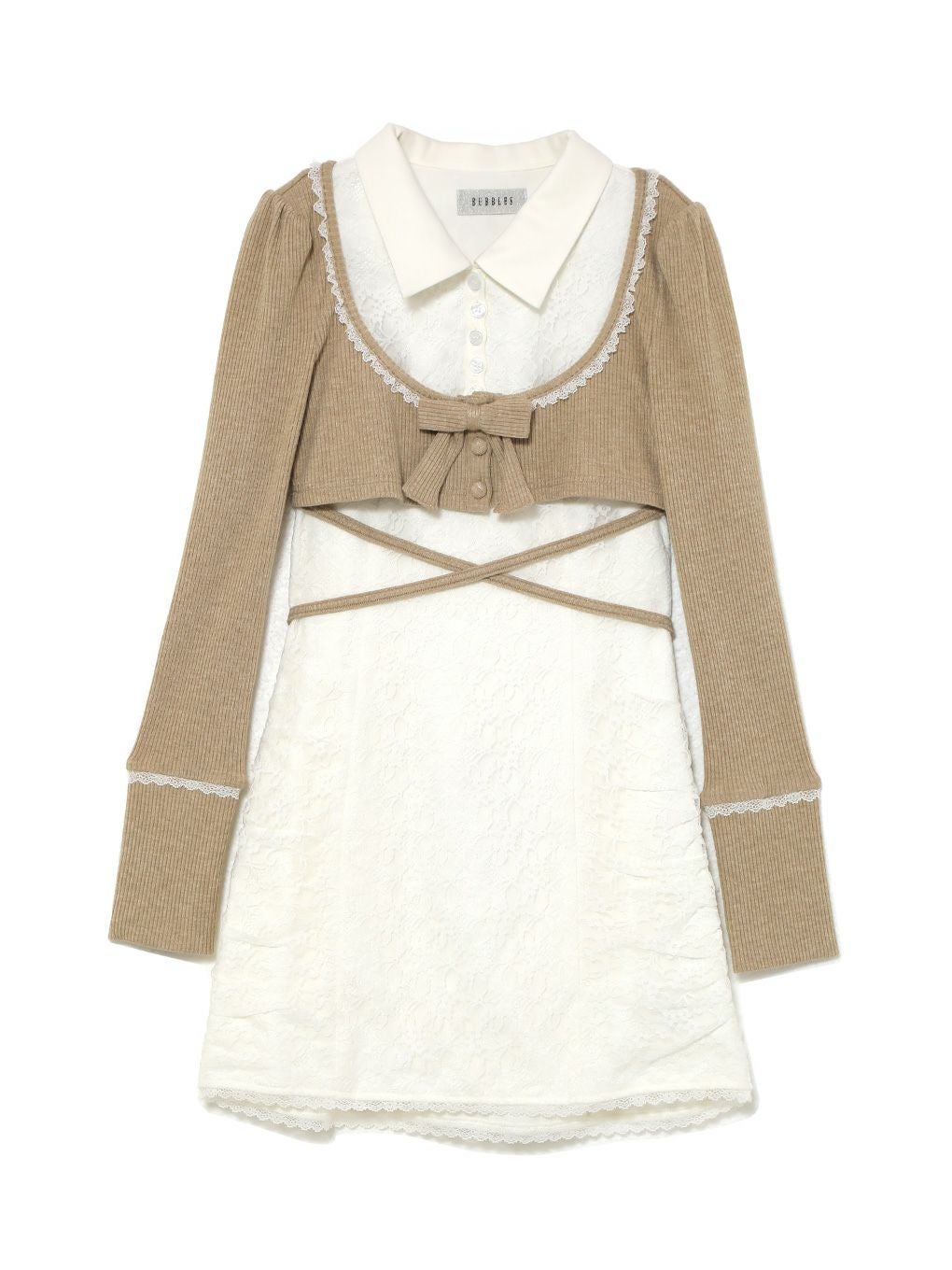 BUBBLEレースアンサンブルワンピース ホワイト S BUBBLES】レースアンサンブルワンピース | sparkling mall online store