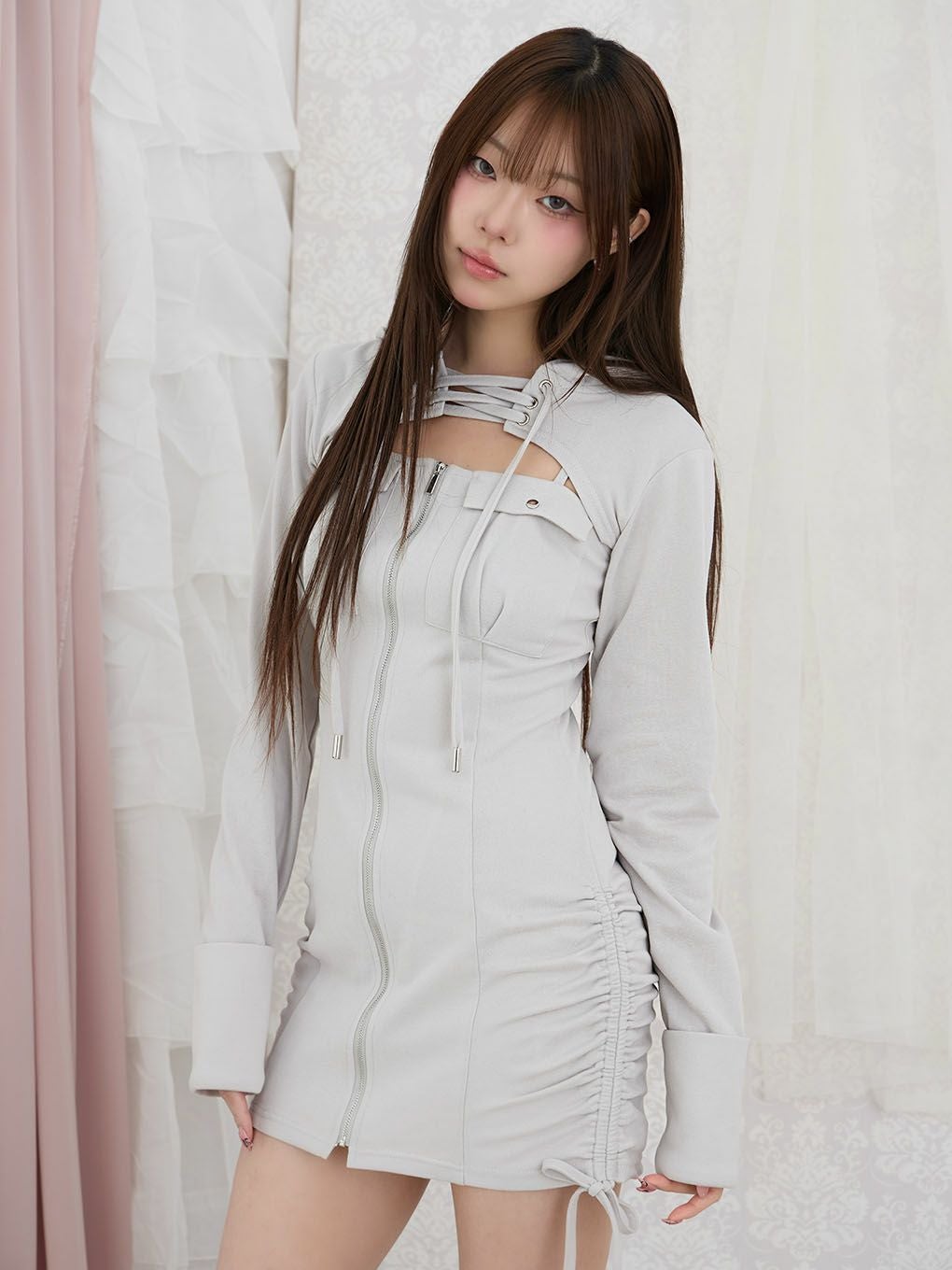 BUBBLES バブルス レースアップパーカーワンピース BUBBLES】レースアップパーカーワンピース | sparkling mall online store
