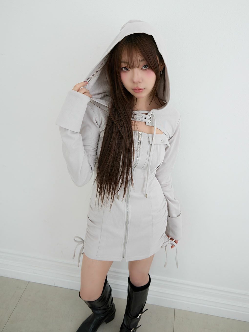 BUBBLES バブルス レースアップパーカーワンピース BUBBLES】レースアップパーカーワンピース | sparkling mall online store