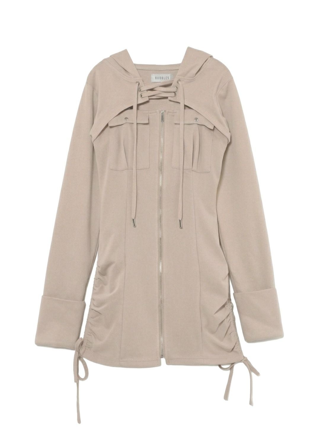 【BUBBLES】レースアップパーカーワンピース