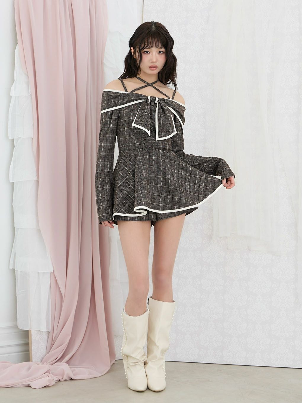 【BUBBLES】リボンオフショルセットアップ