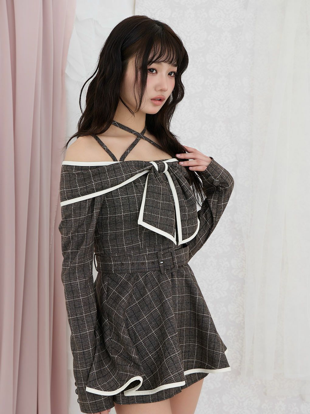 BUBBLES リボンオフショルセットアップ BUBBLES】リボンオフショルセットアップ | sparkling mall online store