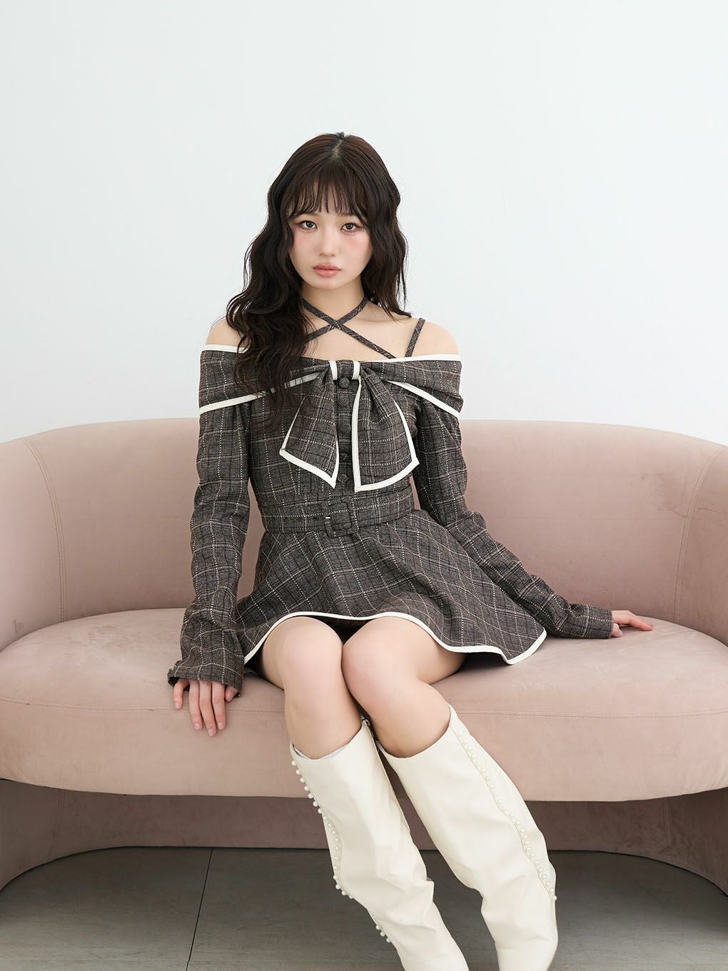 BUBBLES リボンオフショルセットアップ BUBBLES】リボンオフショルセットアップ | sparkling mall online store