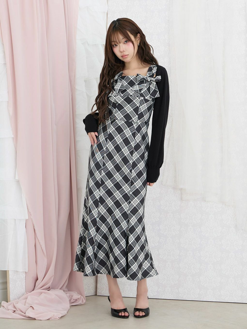 【BUBBLES】ダブルリボンロングワンピース