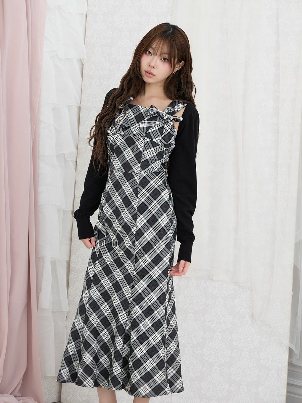 【BUBBLES】ダブルリボンロングワンピース