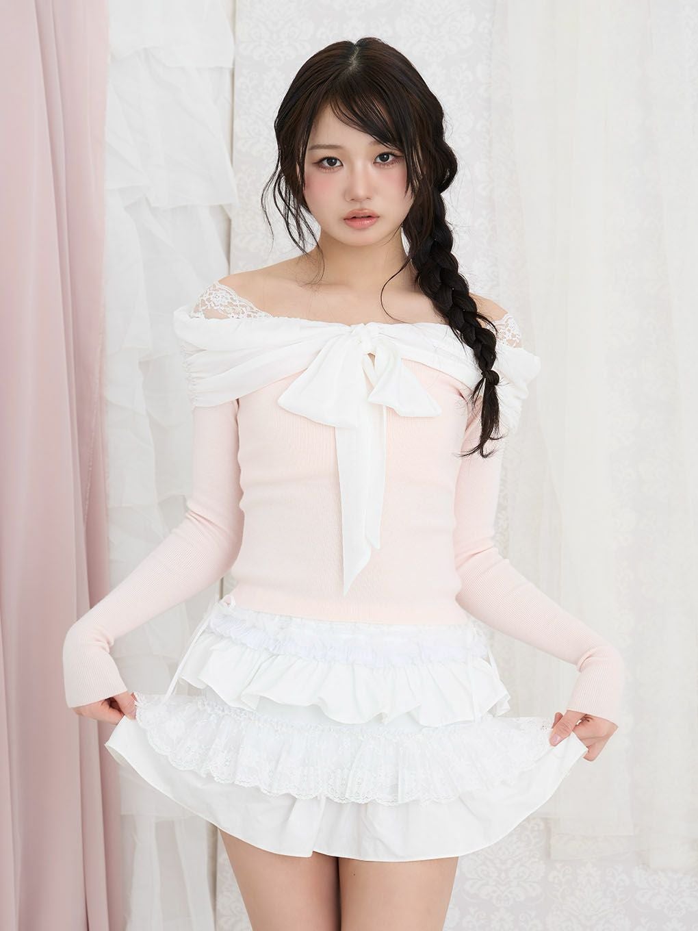 BUBBLES】リボンギャザーニット | sparkling mall online store
