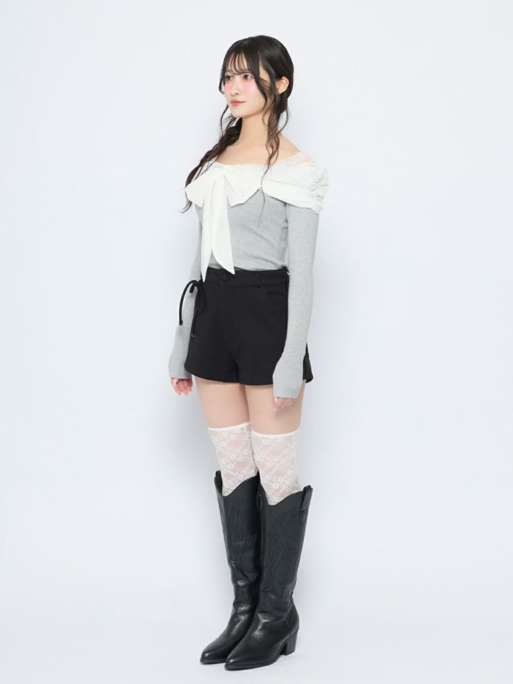 【BUBBLES】リボンギャザーニット