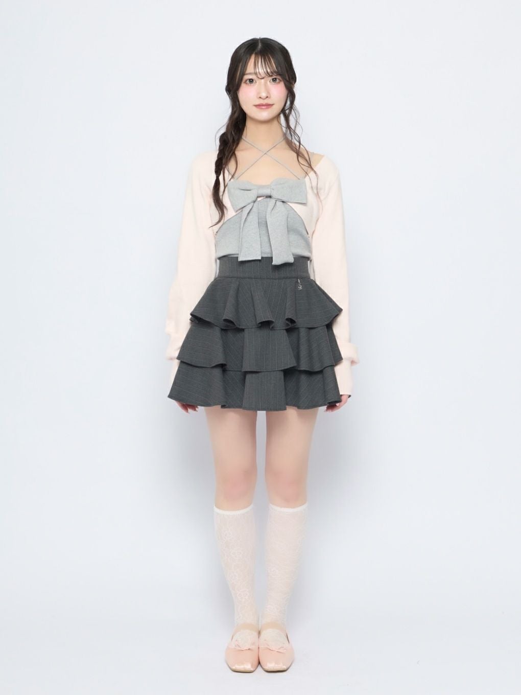 新品☆おリボン フリル アンサンブルニット ribbon ensemble knit～ﾘﾎﾞﾝｱﾝｻﾝﾌﾞﾙﾆｯﾄ | flower／フラワー公式通販