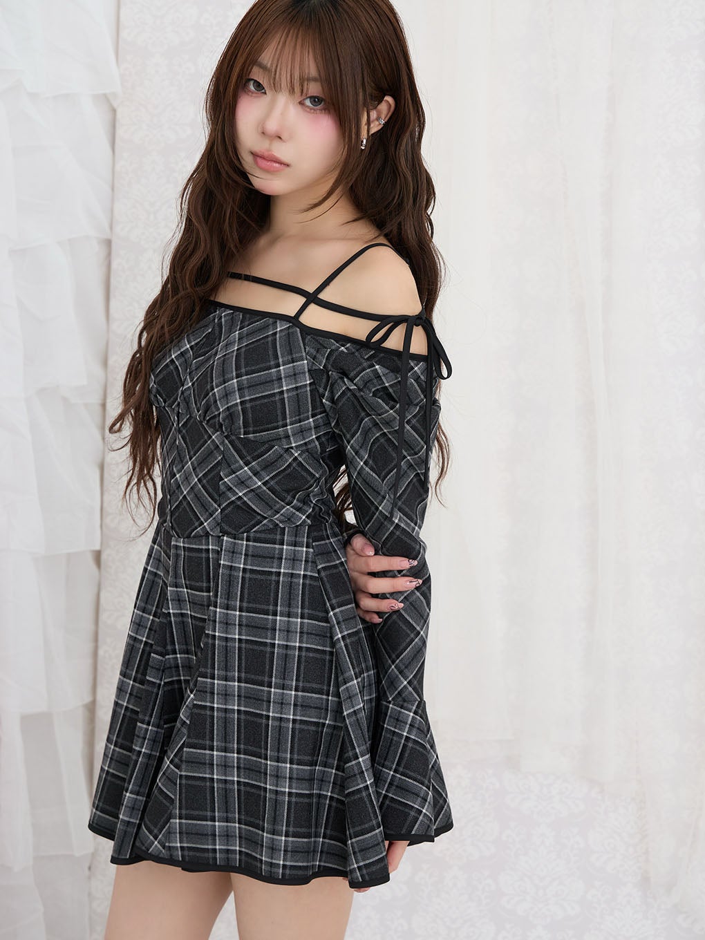 【BUBBLES】ストラップフレアワンピース