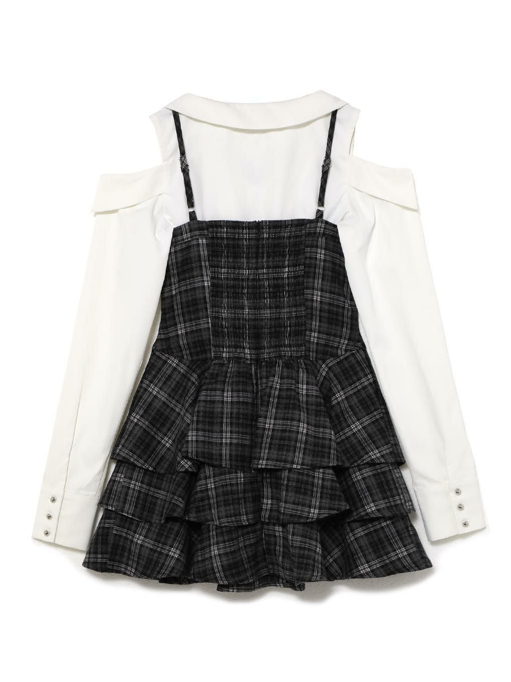 【BUBBLES】オープンショルダーシャツワンピース