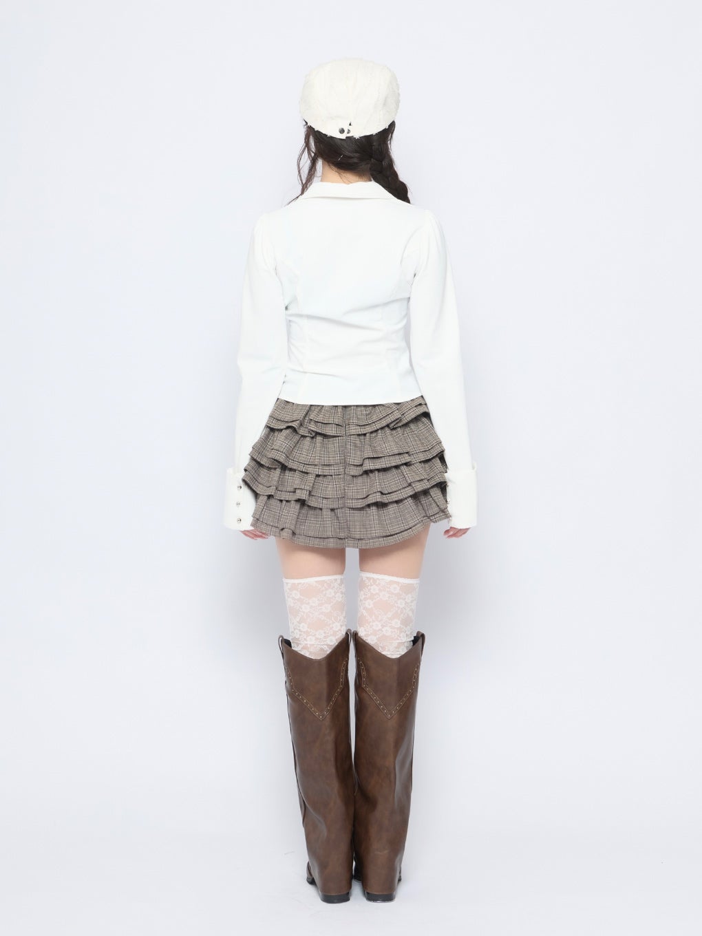 【BUBBLES】ピンタックネクタイシャツ