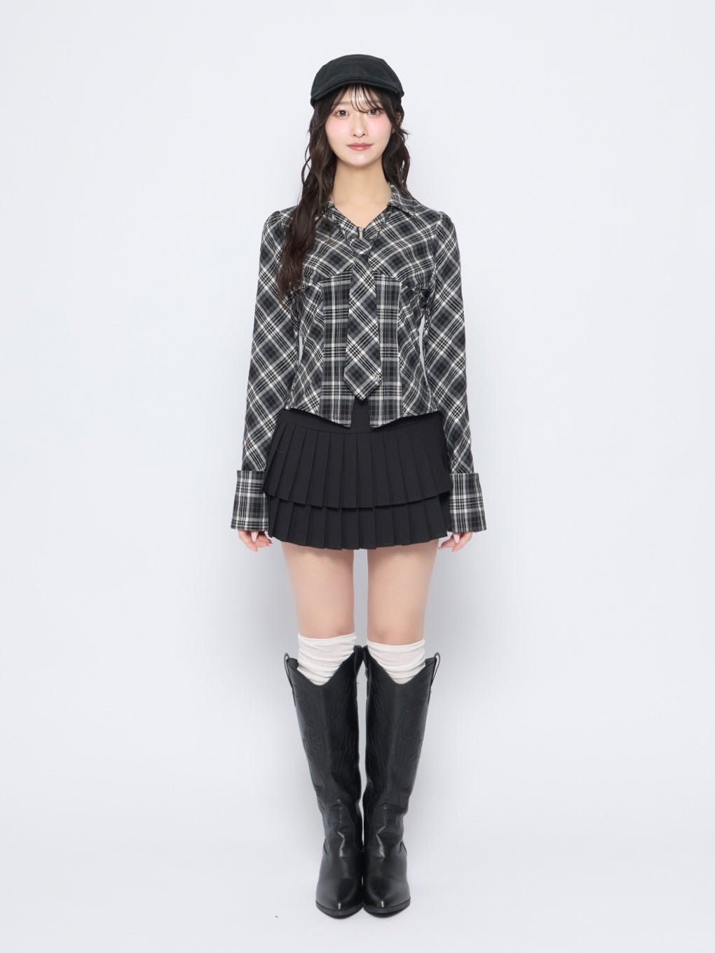 【BUBBLES】ピンタックネクタイシャツ