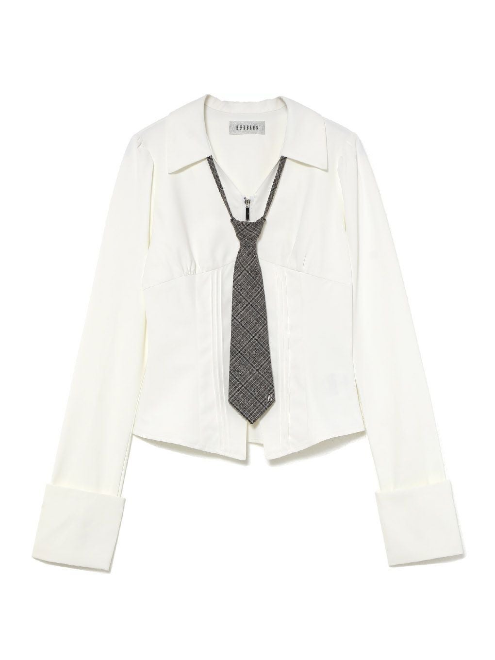 【BUBBLES】ピンタックネクタイシャツ