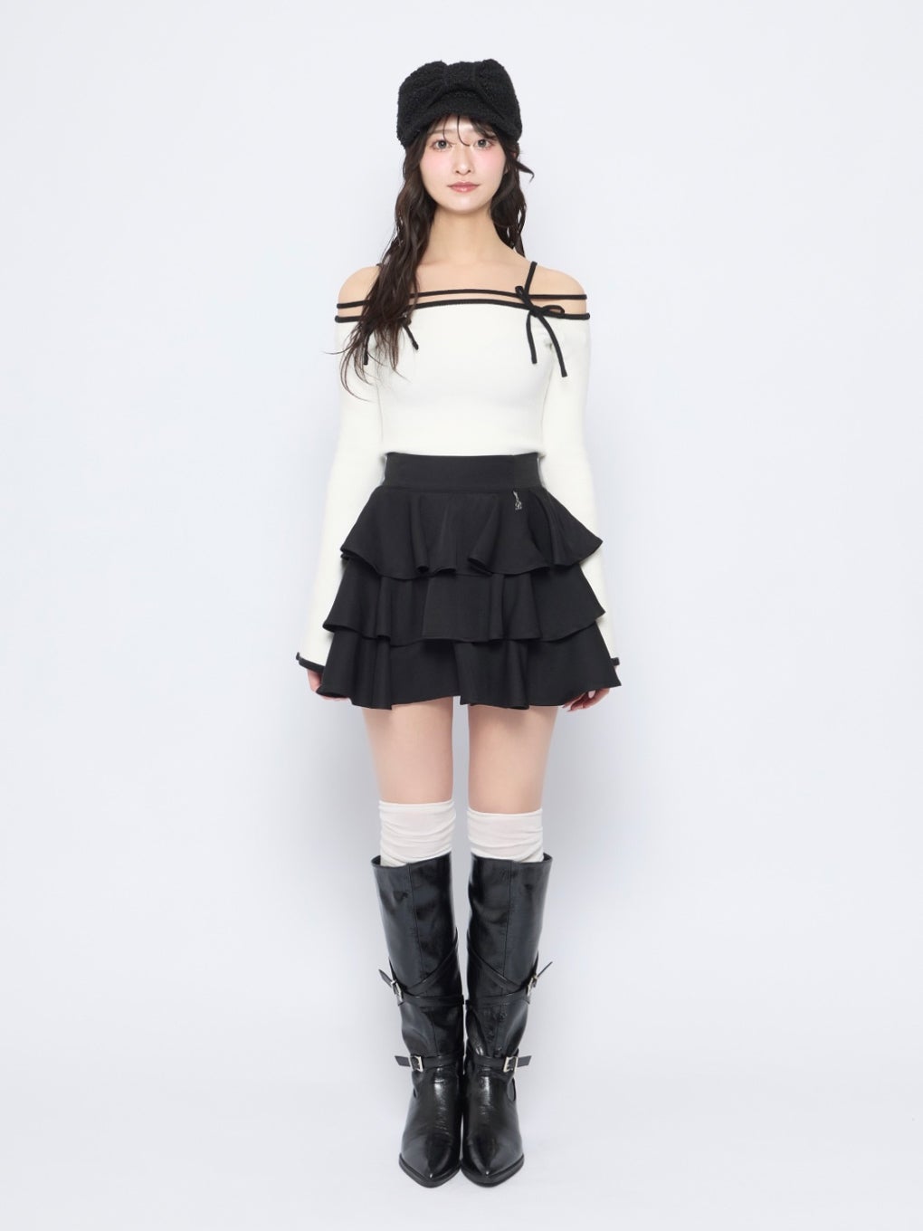 【BUBBLES】ストラップオフショルニット