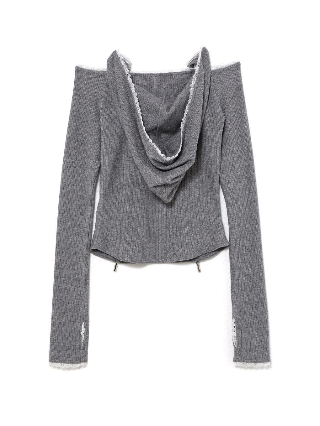 【BUBBLES】オフショルガーリーフードトップス