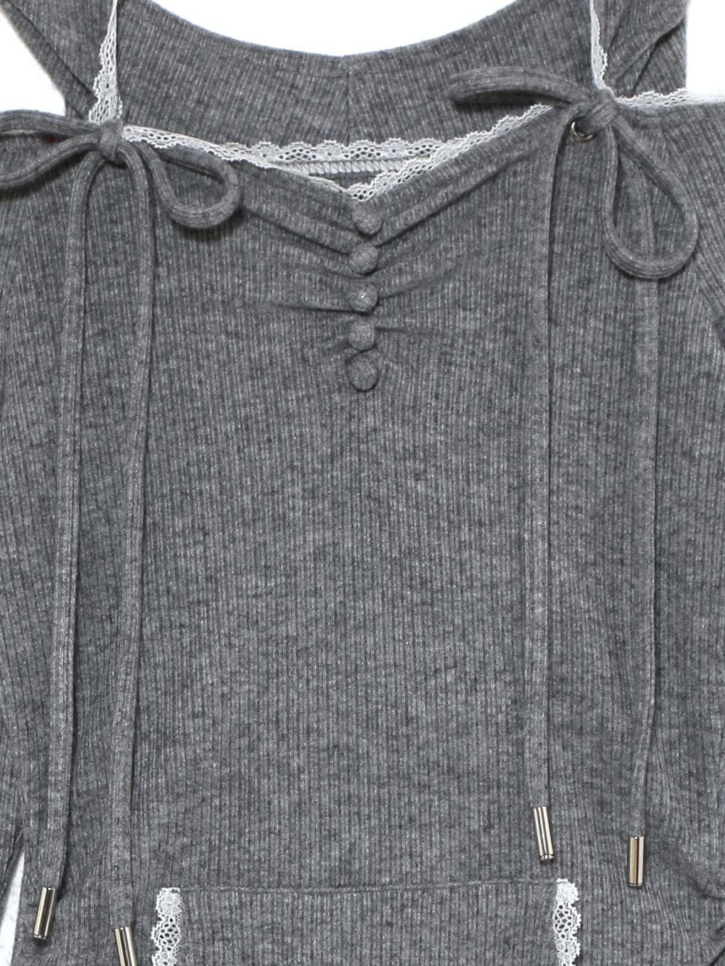 【BUBBLES】オフショルガーリーフードトップス