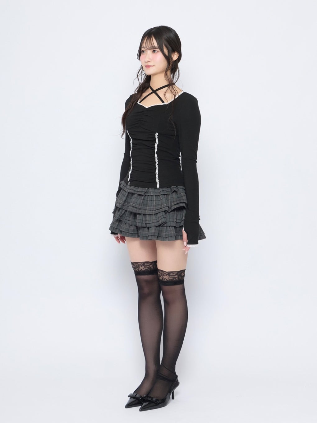 【BUBBLES】スクエアギャザートップス