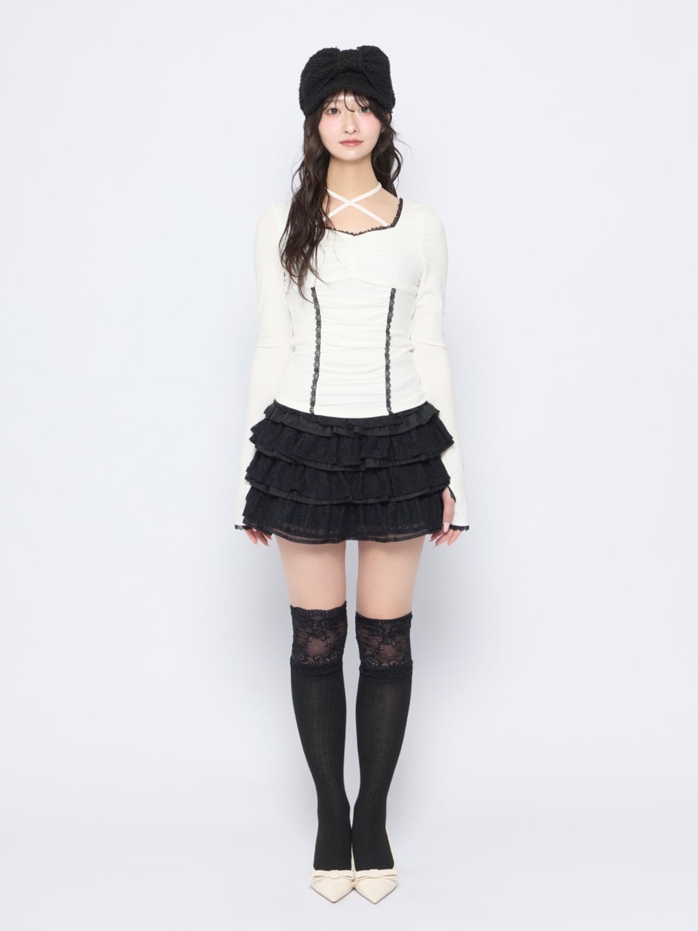 【BUBBLES】スクエアギャザートップス