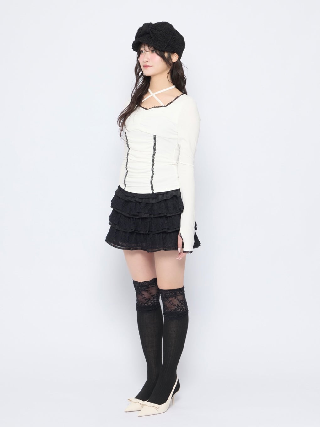 【BUBBLES】スクエアギャザートップス