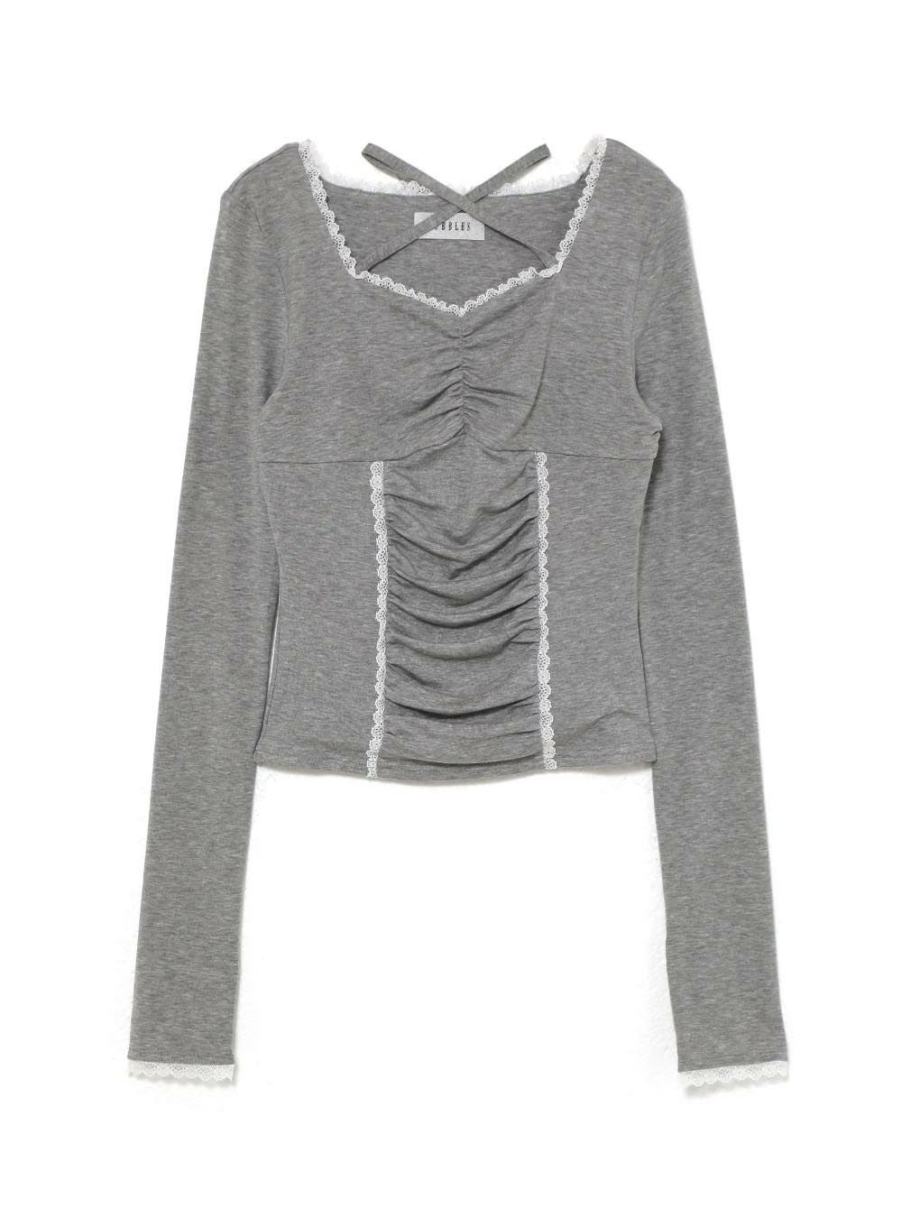 【BUBBLES】スクエアギャザートップス