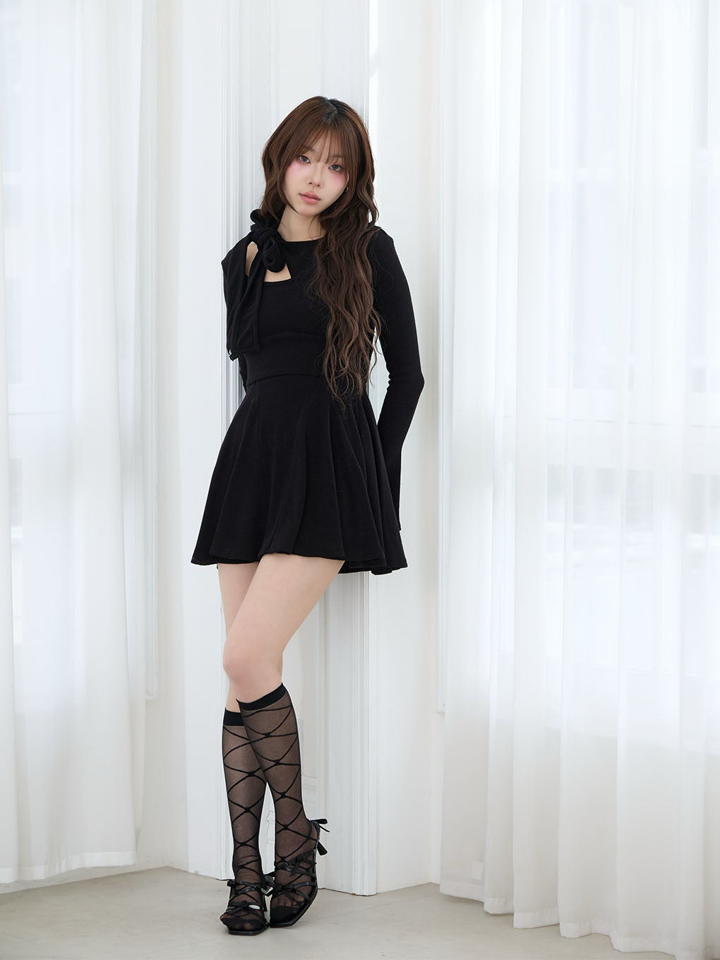 【BUBBLES】ショルダーリボンワンピース