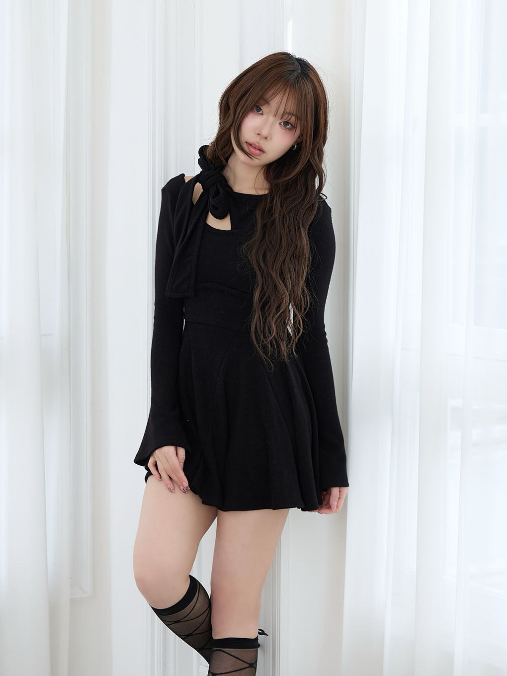 【BUBBLES】ショルダーリボンワンピース