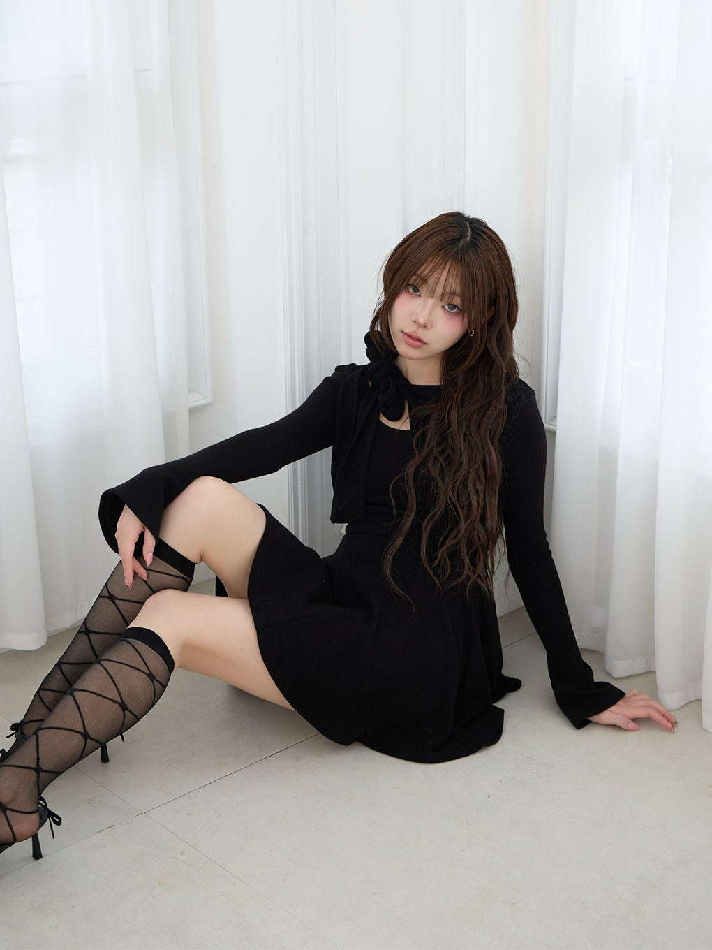 【BUBBLES】ショルダーリボンワンピース