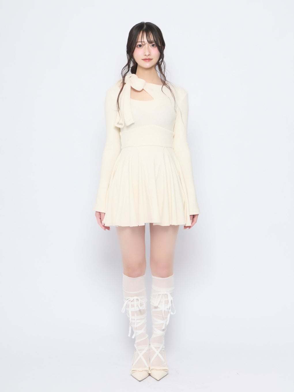 【BUBBLES】ショルダーリボンワンピース