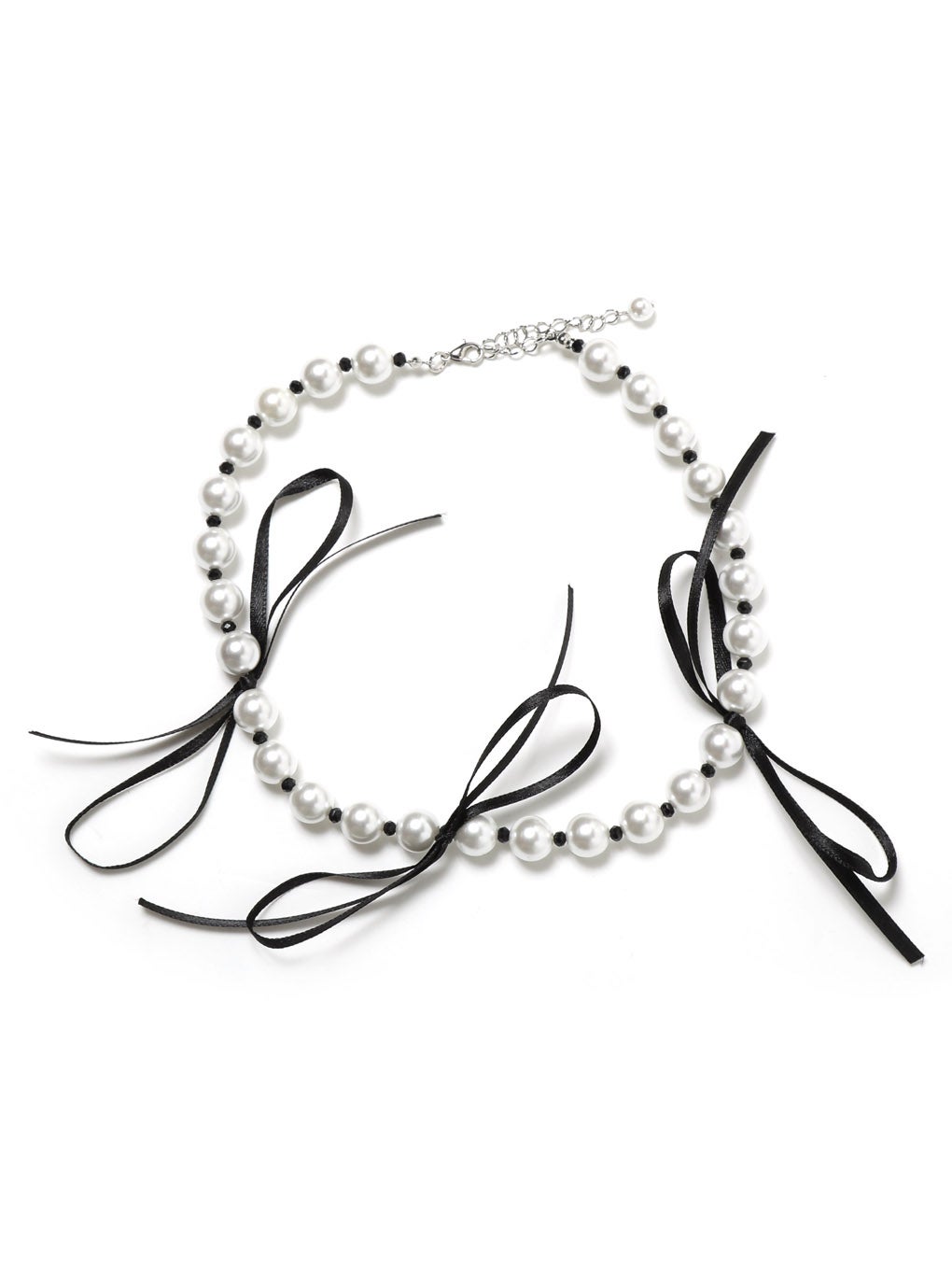 【BUBBLES】ブラックリボンパールチョーカー
