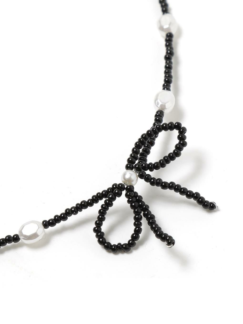 【BUBBLES】ブラックリボンパールチョーカー