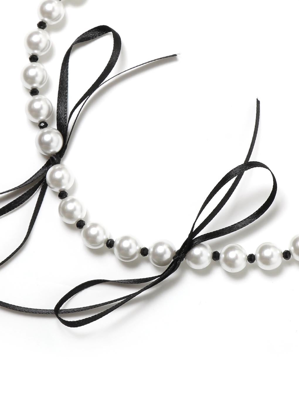 【BUBBLES】ブラックリボンパールチョーカー