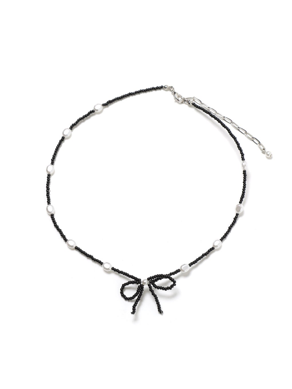【BUBBLES】ブラックリボンパールネックレス