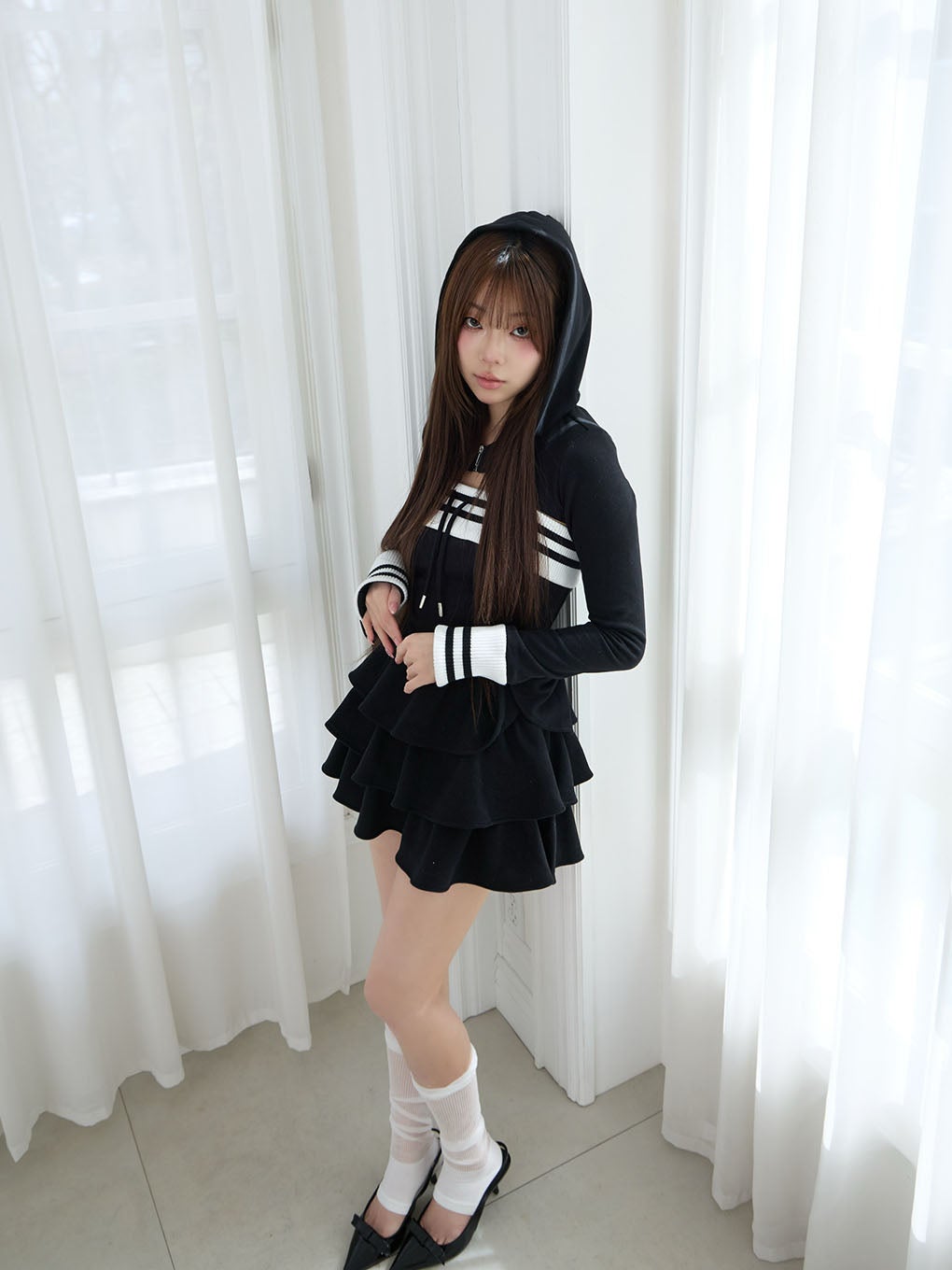 【BUBBLES】バイカラースウェットワンピース